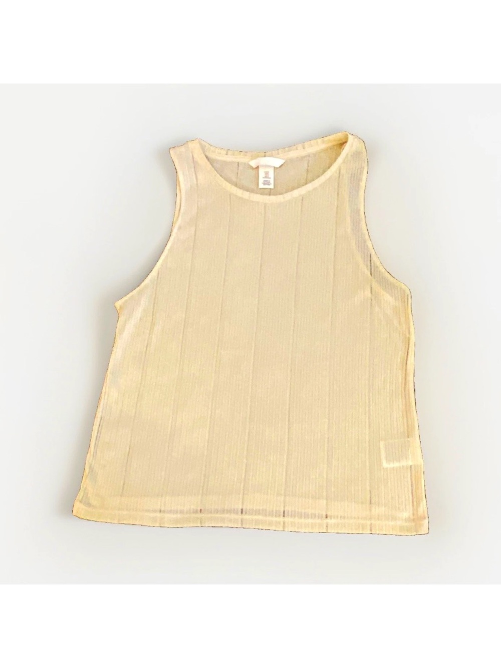H&M Women’s Ribbed Knit Tank Top Sleeveless Round Neck Beige Size M Polyester